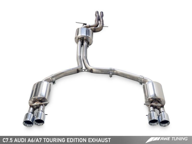 AWE Tuning Audi C7.5 A6 3.0T Touring Edition Exhaust - Quad Outlet Chrome Silver Tips - MGC Suspensions