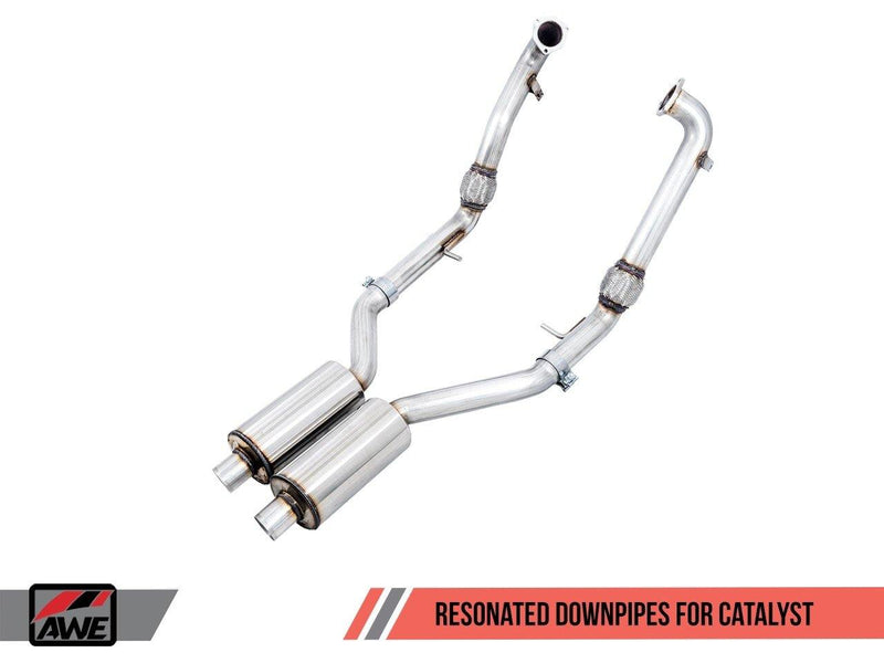 AWE Tuning 2018-20 Audi S4 3.0T (B9) SwitchPath Exhaust System (Resonated for Performance Catalyst) with 102mm Chrome Silver Tips-MGC Suspensions
