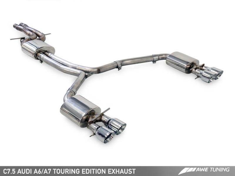 AWE Tuning Audi C7.5 A7 3.0T Touring Edition Exhaust - Quad Outlet Chrome Silver Tips - MGC Suspensions