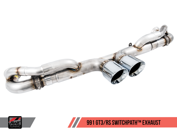 AWE Tuning Porsche 991 GT3 / RS SwitchPath Exhaust - Chrome Silver Tips - MGC Suspensions
