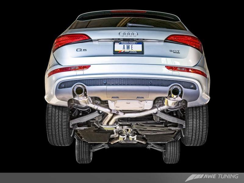 AWE Tuning Audi 8R Q5 3.2L Non-Resonated Exhaust System (Downpipe-Back) - Polished Silver Tips - MGC Suspensions
