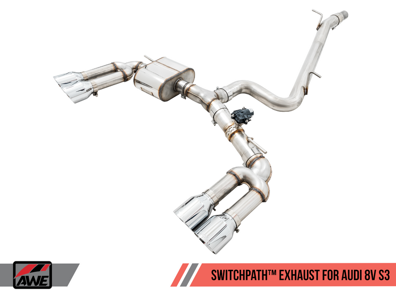 AWE Tuning 2015-20 Audi S3 (8V) SwitchPath Exhaust System with 102mm Diamond Black Tips-MGC Suspensions