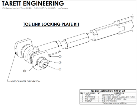 Tarett Adjustable Toe Link Locking Plates 1995-12 Porsche 911/Boxster/Cayman