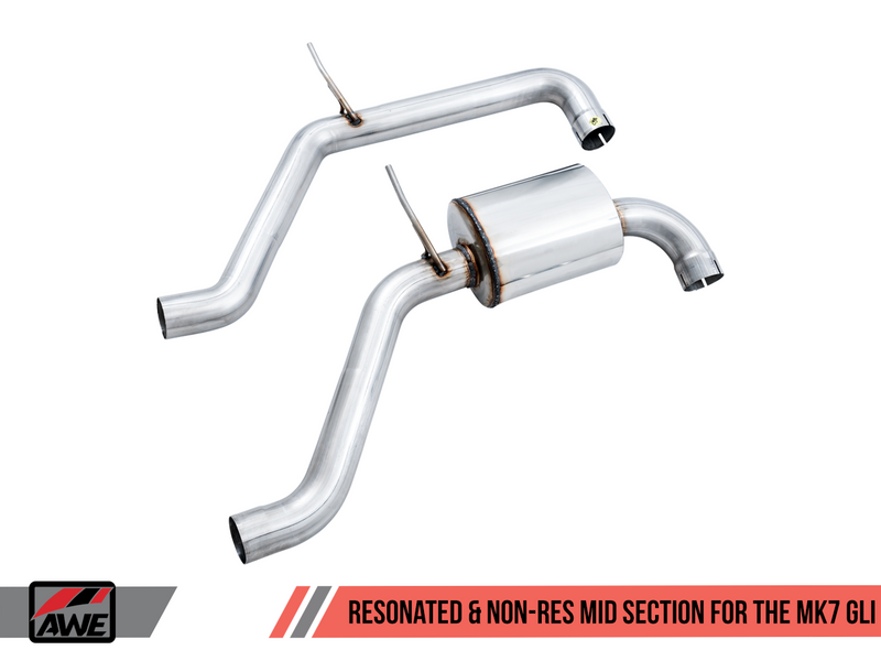 AWE Tuning 2018-19 Volkswagen Jetta GLI Mk7 Resonated Track Exhaust with Chrome Silver Tips. (Fits High-Flow Down Pipe)-MGC Suspensions
