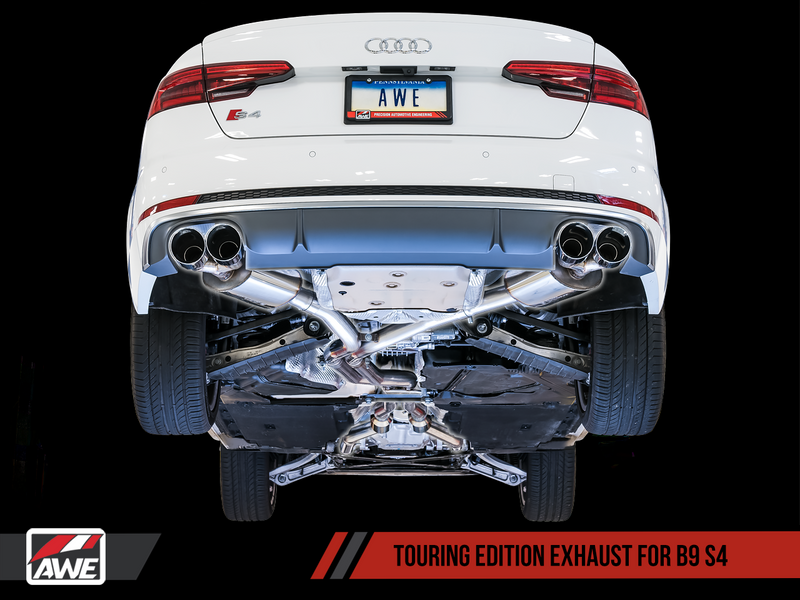 AWE Tuning 2018-20 Audi S4 (B9) Touring Edition Exhaust System with 102mm Chrome Silver Tips. (Non-Resonated)-MGC Suspensions