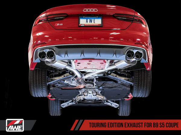 AWE Tuning 2018-21 Audi S5 (B9) 3.0T Touring Edition Exhaust System with 102mm Chrome Silver Tips.-MGC Suspensions