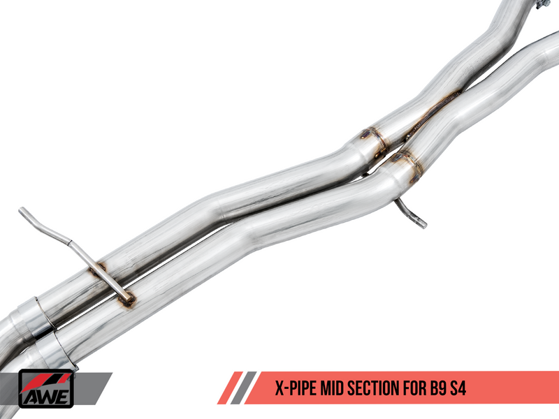 AWE Tuning 2018-20 Audi B9 S4 Track Edition Exhaust System with 90mm Chrome Silver Tips. (Non-Resonated Downpipes)-MGC Suspensions